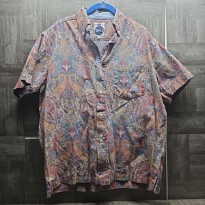 R&G Robert Graham Button Up Shirt Mens Medium Paisley Short Sleeve